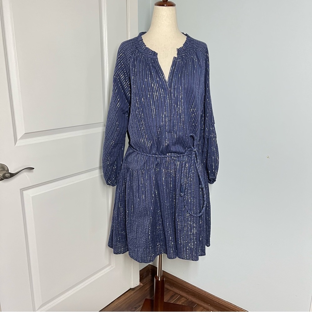 Apiece Apart Laguna mini dress in silver lurex stripes size M - Picture 4 of 13